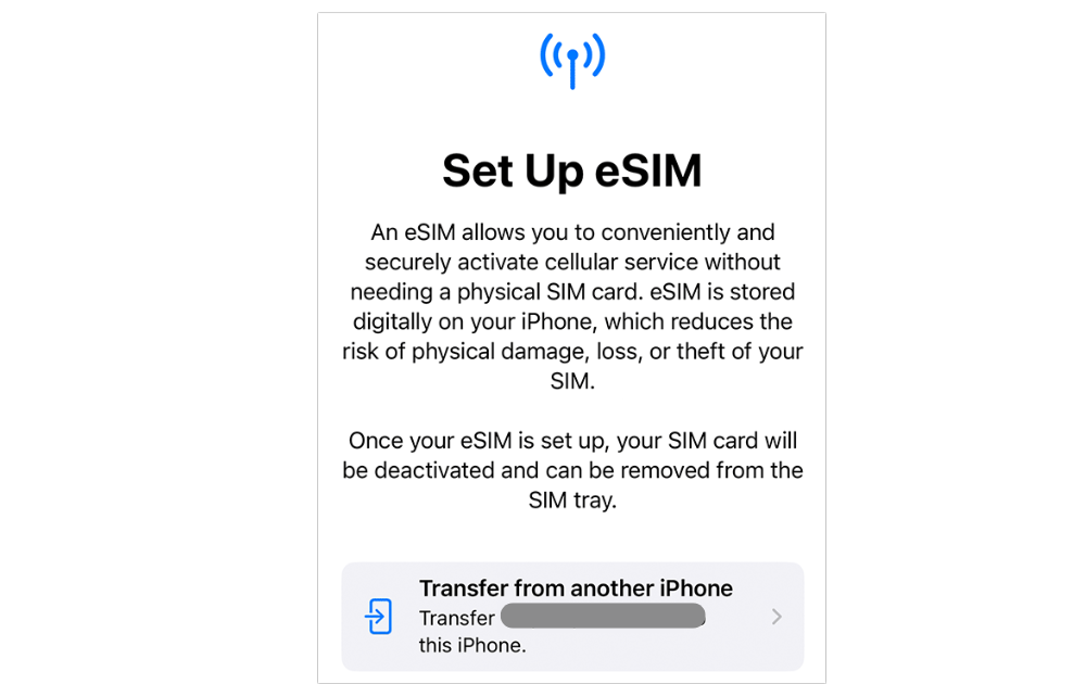 eSIM Carrier Activation on iphone